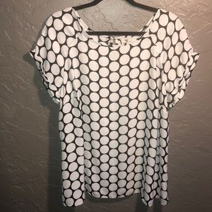 Black & White Polk-a-Dot Blouse Plus Size